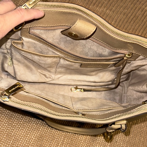 Michael Kors Tan Satchel with Gold Accents with Crossbody Strap - Picture 6 of 9